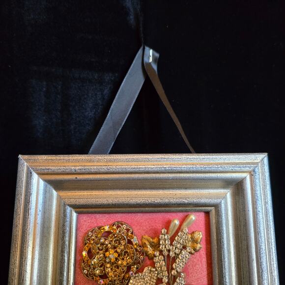 Handmade Framed Jewelry Art 6.75"W x 6.75"H - Picture 3 of 7